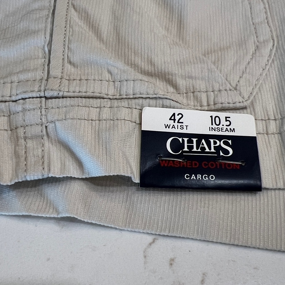 Chaps Cargo Shorts Men 42 New Stone Flat Front Cotton Utility NWOT - Picture 4 of 8